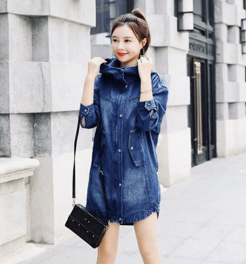 ÁO KHOÁC JEAN FORM DÀI NÓN CÁCH ĐIỆU - NJ3803